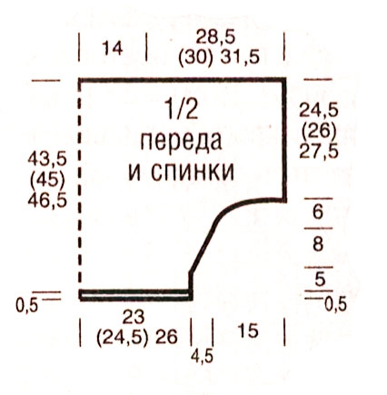 Выкройка. Летний пуловер с цельновязаными рукавами