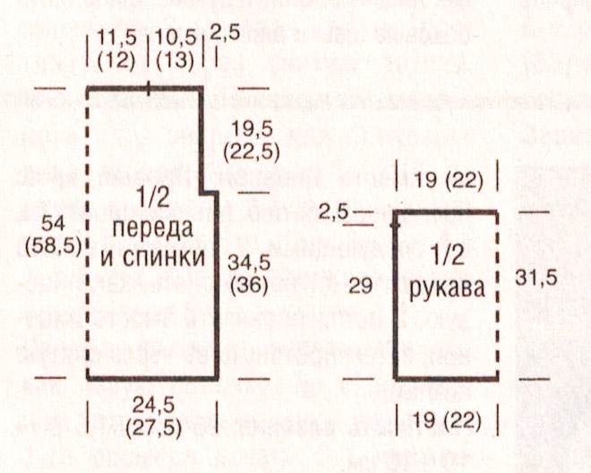 выкройка вязания пуловера
