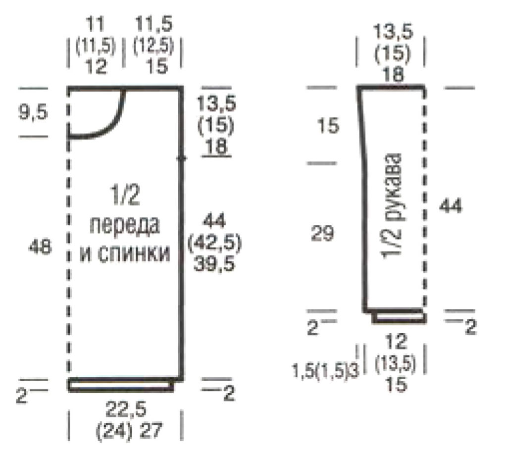 Выкройка вязаного пуловера