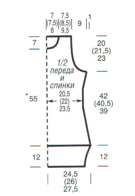 выкройка вязаной безрукавки