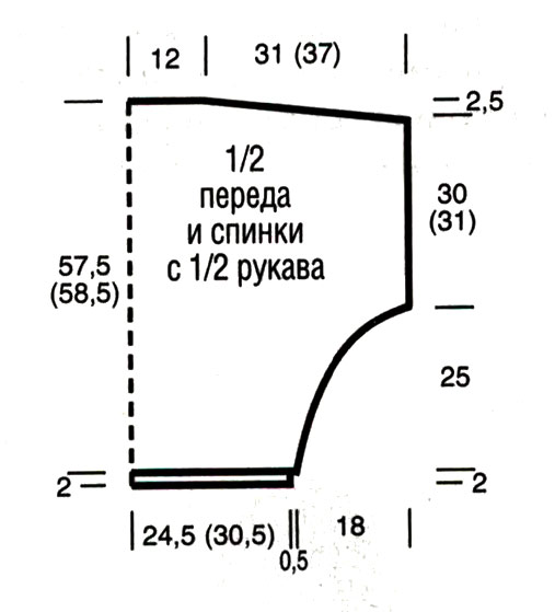выкройка пуловера кимоно